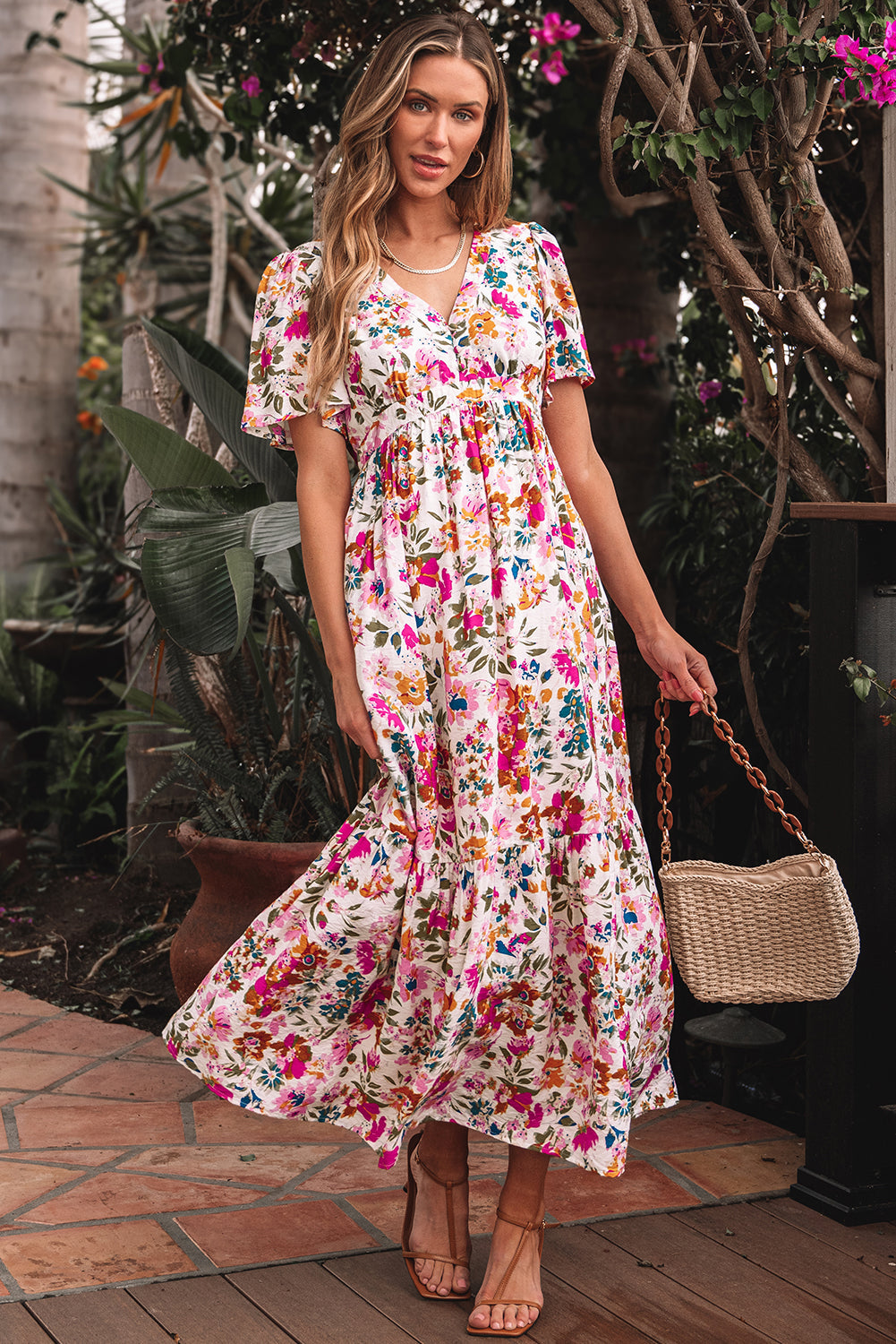 Kaitlyn Floral Short Sleeve Maxi Dress-0