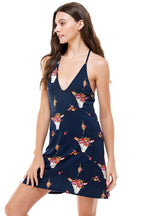 FLORAL COW SKULL MINI DRESS-1