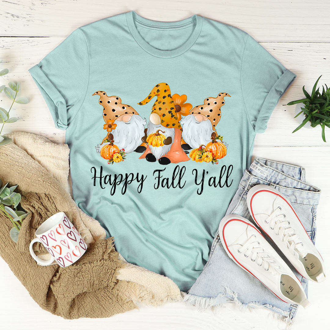 Happy Fall Y'all Gnomies T-Shirt-3