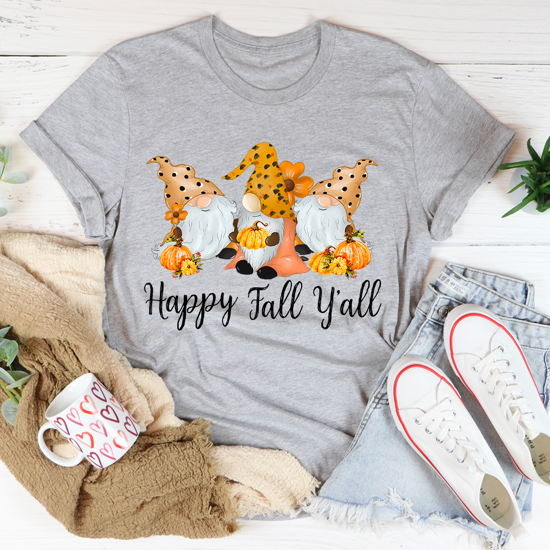 Happy Fall Y'all Gnomies T-Shirt-1