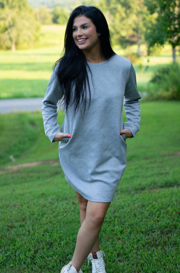 Quincy Textured Long Sleeve Dress-3