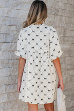 Amber Textured Puff Half Sleeve Loose Mini Dress-1