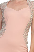 Marina Sweetheart Neck Cap Sleeve Beaded Side Bodice Sheath Dress-4