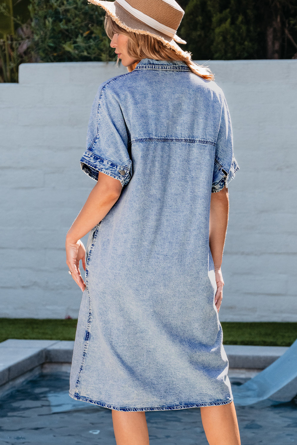 Makayla Loose Medium Wash Chambray Dress-1