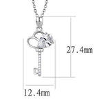3W1380 - Rhodium 925 Sterling Silver Chain Pendant with AAA Grade CZ  in Clear