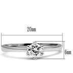 3W109 - Rhodium Brass Ring with AAA Grade CZ  in Clear