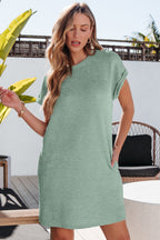 Jolie Textured Crinkle Short Sleeve T-Shirt Dress-2