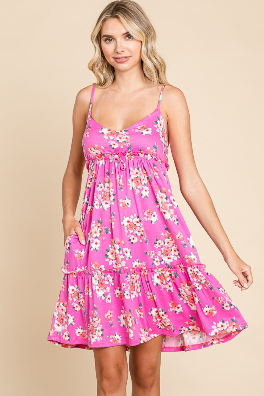 Culture Code Full Size Floral Ruffled Cami Dress-0