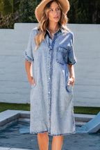 Makayla Loose Medium Wash Chambray Dress-3