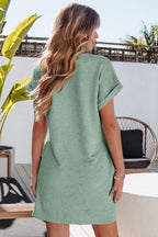 Jolie Textured Crinkle Short Sleeve T-Shirt Dress-1