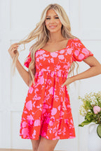 Kayla Floral Sweetheart Neck Dress-0