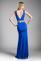 Fitted Jersey Gown with Waist Cut Outs and Open Back-1