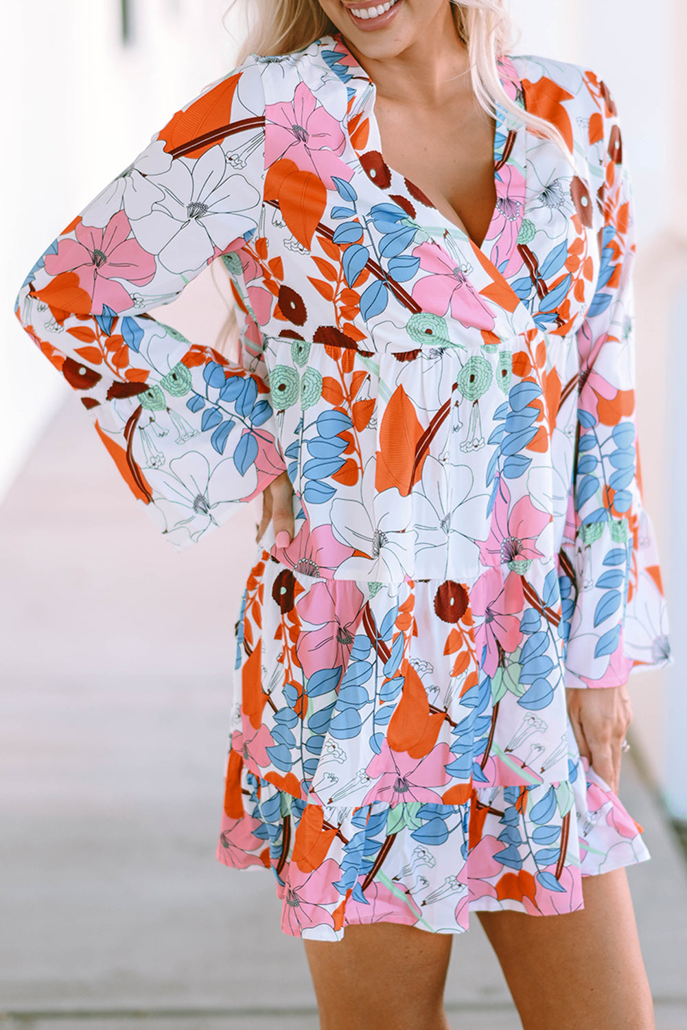 Kensley Floral Tiered Mini Dress-0