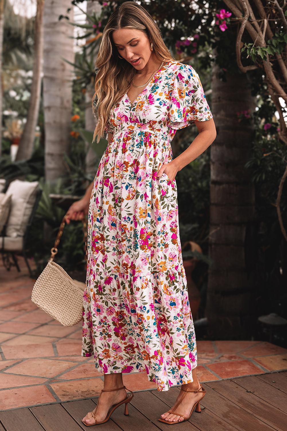 Kaitlyn Floral Short Sleeve Maxi Dress-3