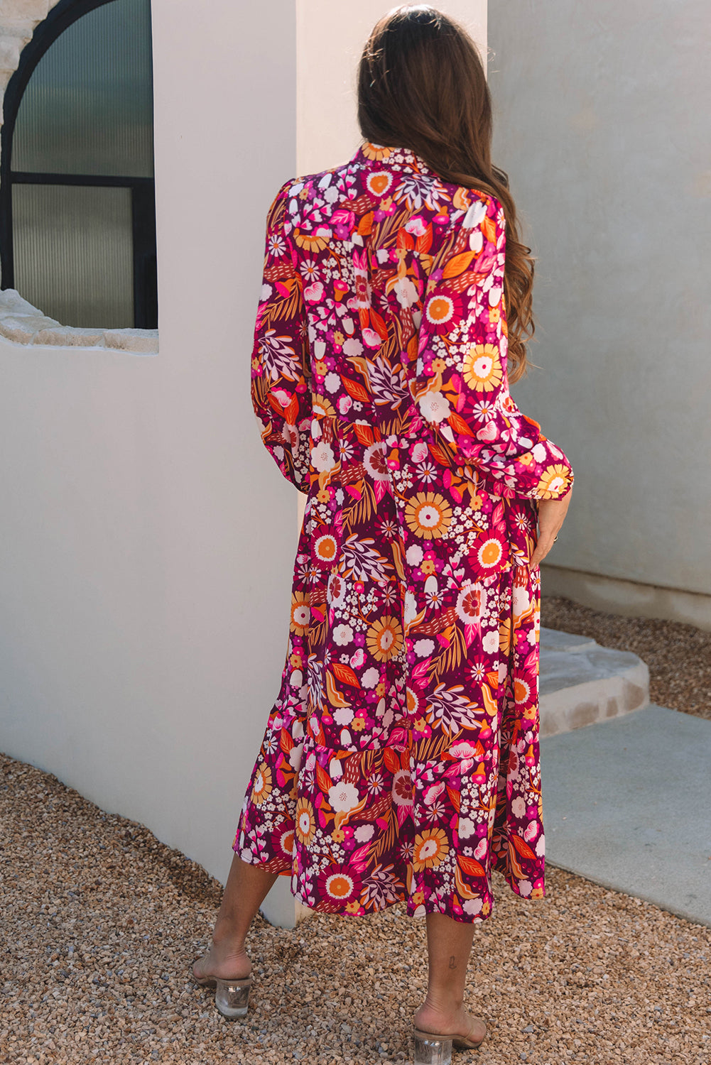 Alina Collared Tiered Long Dress-1