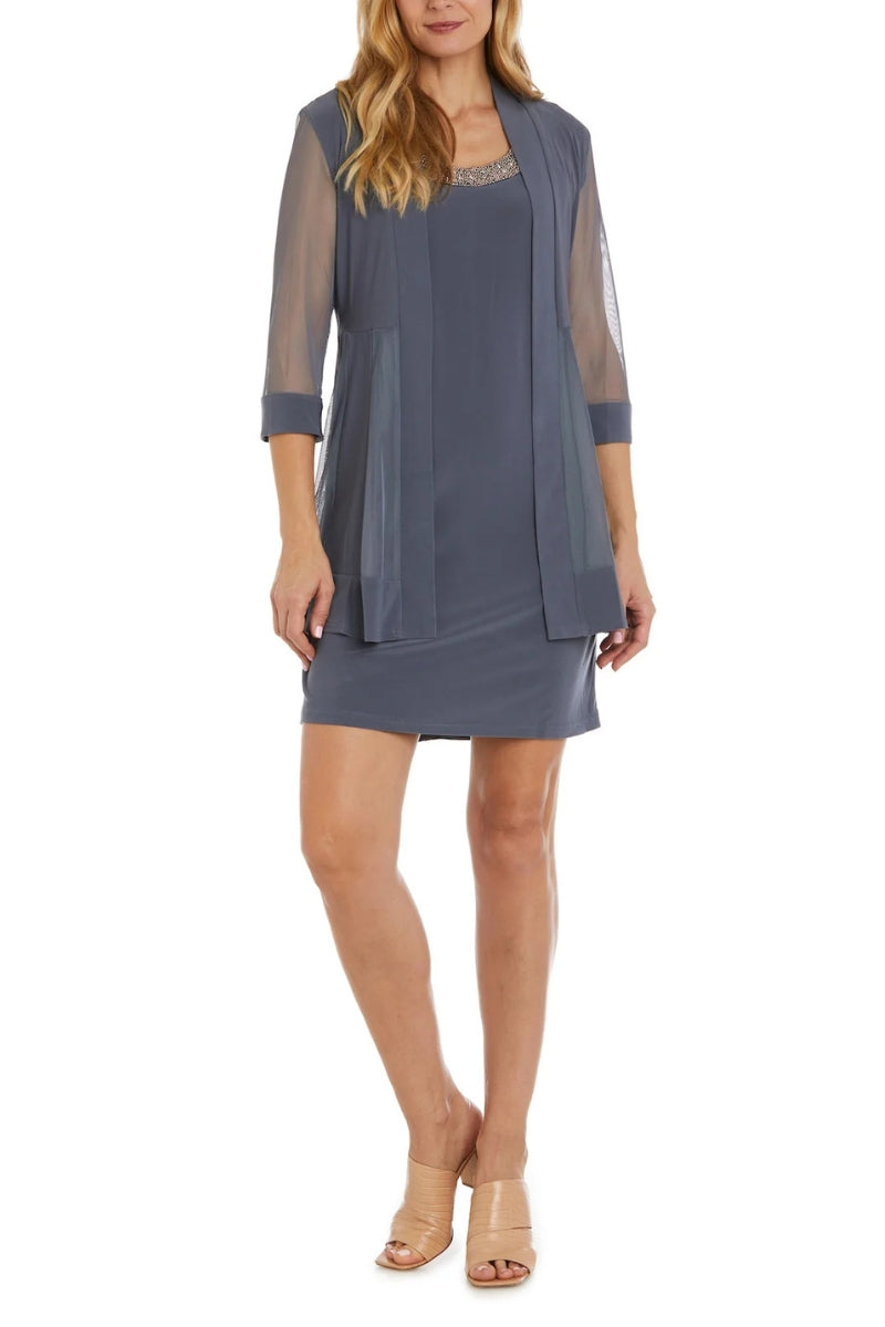 R&M Richards Embellished Panel Jacket Dress-4