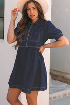 Melina Zipped up Denim Dress-2