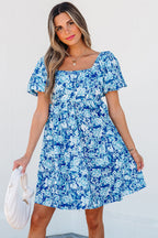 Azalea Floral Puff Sleeve Babydoll Mini Dress-3
