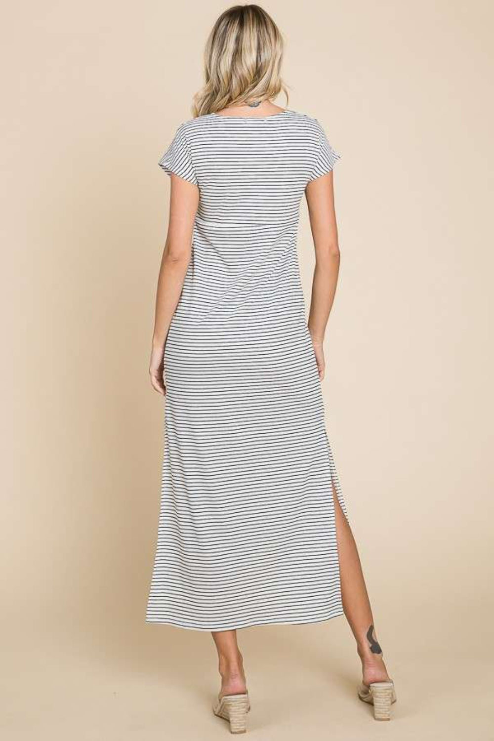 Culture Code Full Size Striped Twisted Detail Dress-1