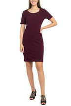 SL Fashion Scoop Neck Sheath Dress With Short Embellished Sleeves-0