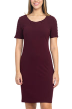 SL Fashion Scoop Neck Sheath Dress With Short Embellished Sleeves-1