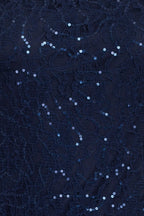 SL Fashion Cutout Crew Neck Cap Sleeve Sheath Zipper Back Lace Panel Crepe Dress-4