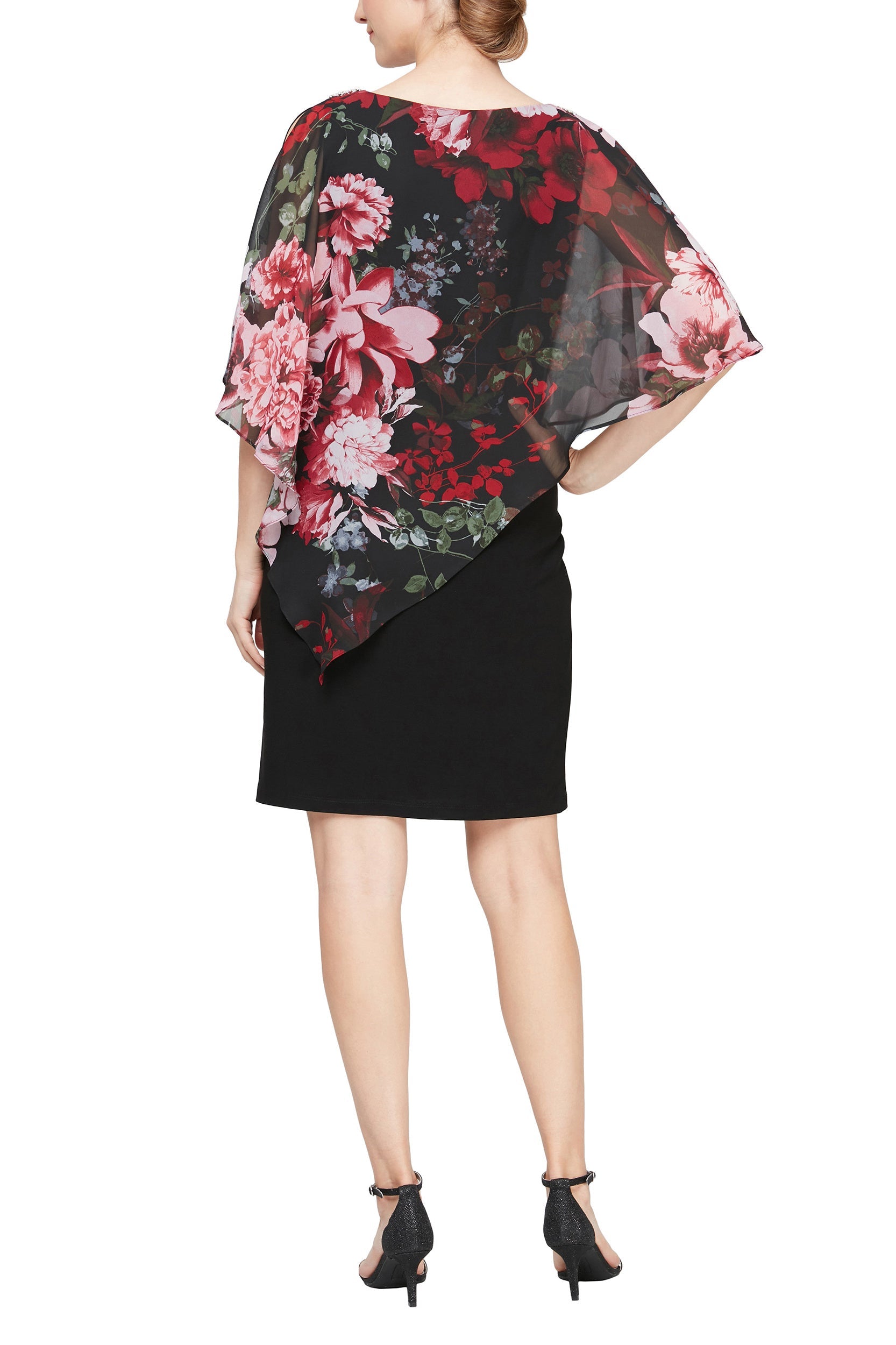 SL Fashion Boat Neck Embellished Shoulder Asymmetrical Multi Print Chiffon Overlay Jersey Dress-1