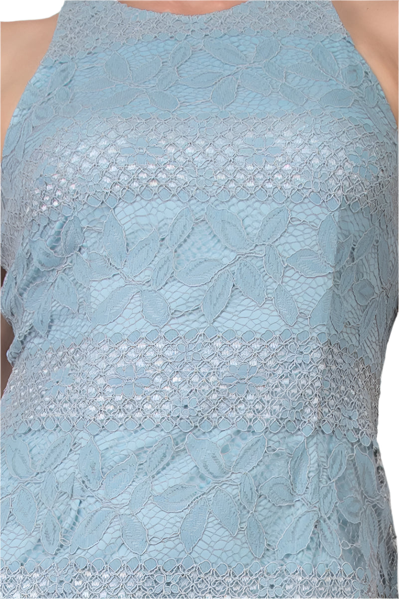 Adrianna Papell Crew Neck Racer Zipper Back Lace Dress-3