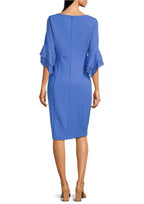 Adrianna Papell Boat Neckline Tiered Bell Sleeves Back Zipper Closure Sheath Silhouette Dress (Plus Size)-1