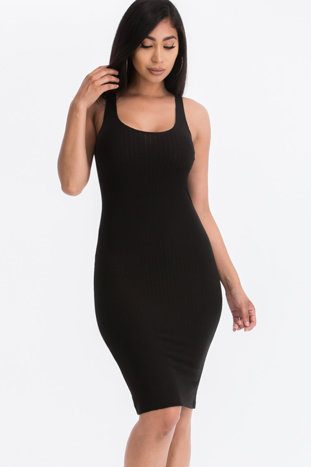 Ribbed Back Slit Bodycon Dress (CAPELLA)-5