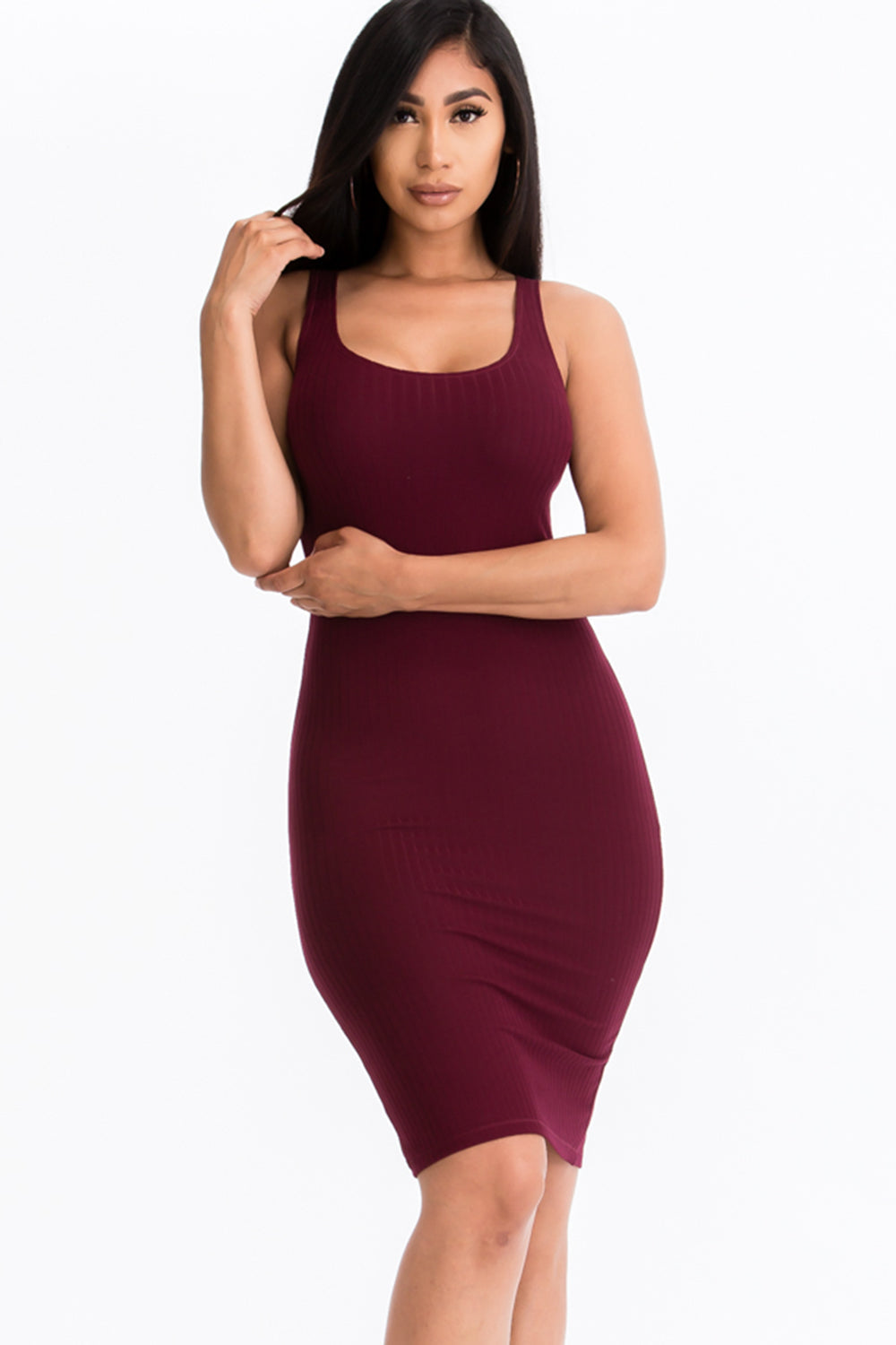 Ribbed Back Slit Bodycon Dress (CAPELLA)-6