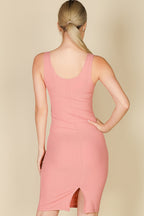 Ribbed Back Slit Bodycon Dress (CAPELLA)-3