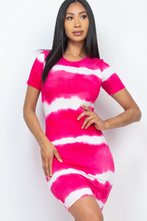 Tie-dye Print Bodycon Dress (CAPELLA)-6