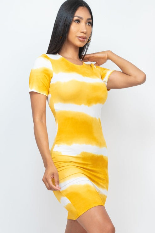 Tie-dye Print Bodycon Dress (CAPELLA)-1