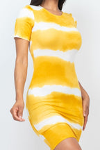 Tie-dye Print Bodycon Dress (CAPELLA)-4
