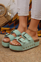 Suede Buckle Decor Footbed Sandal Slippers-4