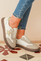 Avani Shimmer Star Patch Lace up Retro Flattie-3