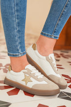 Avani Shimmer Star Patch Lace up Retro Flattie-5