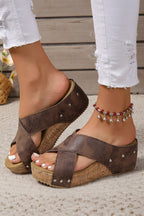 Wren Criss Cross Wedge Slippers-5