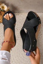 Wren Criss Cross Wedge Slippers-0