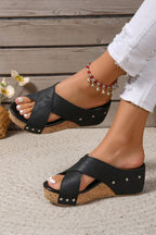 Wren Criss Cross Wedge Slippers-2