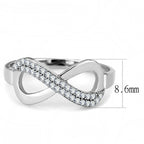 DA054 - High polished (no plating) Stainless Steel Ring with AAA Grade CZ  in Clear