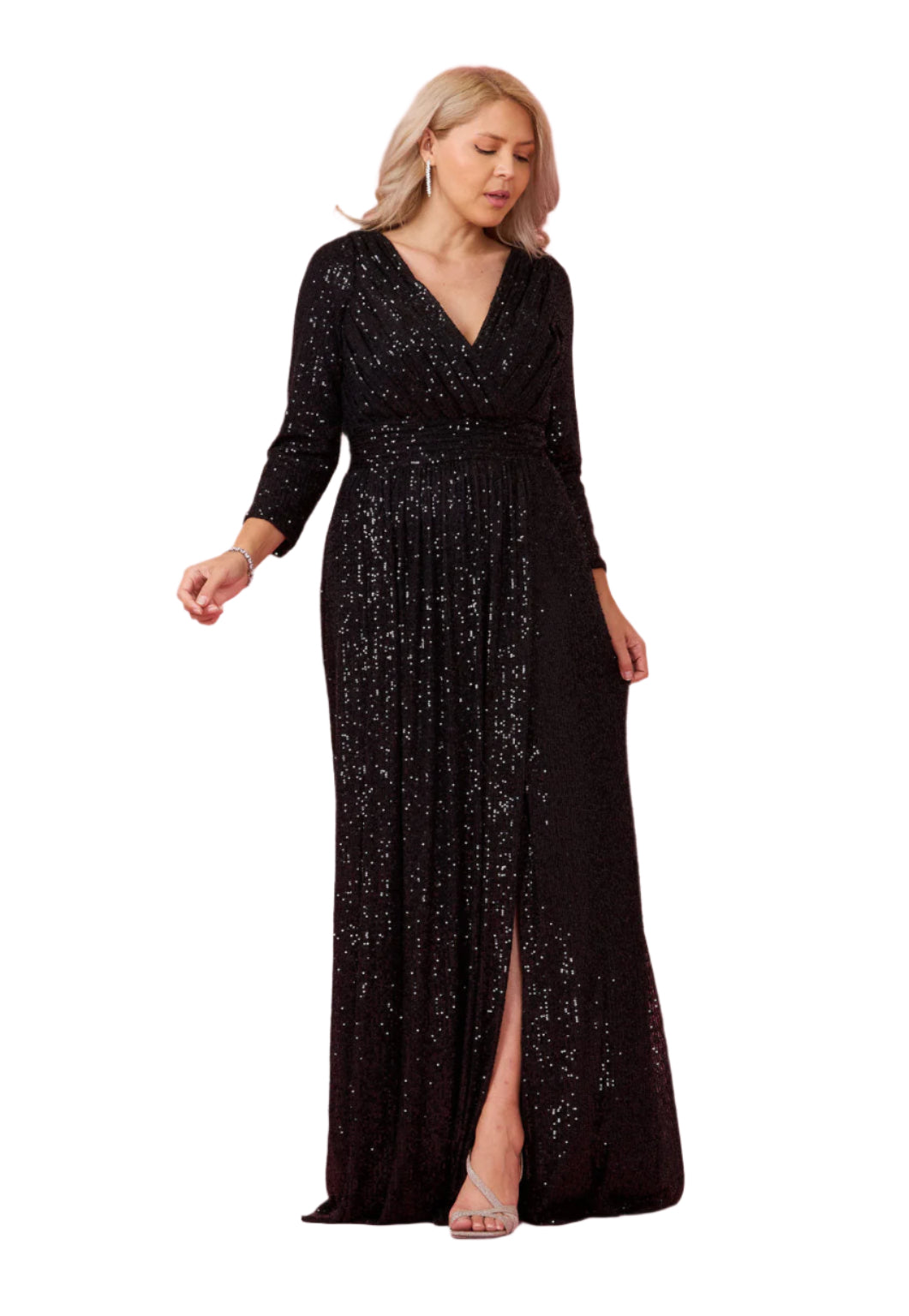 Dylan & Davids 3/4 Sleeve Sequin Beaded Gown-6
