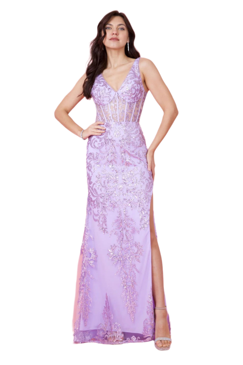 Kos Couture Sequin Corset-Style Bodice Formal Gown Prom Dress