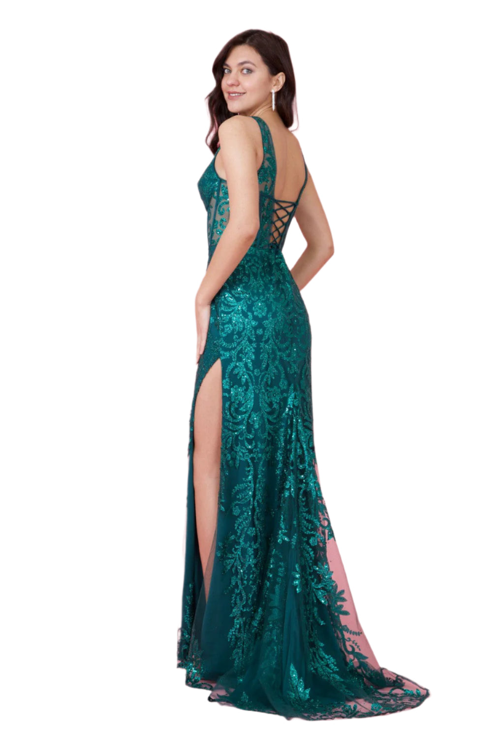 Kos Couture Sequin Corset-Style Bodice Formal Gown Prom Dress