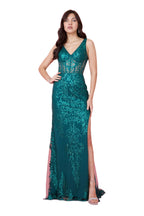 Kos Couture Sequin Corset-Style Bodice Formal Gown Prom Dress