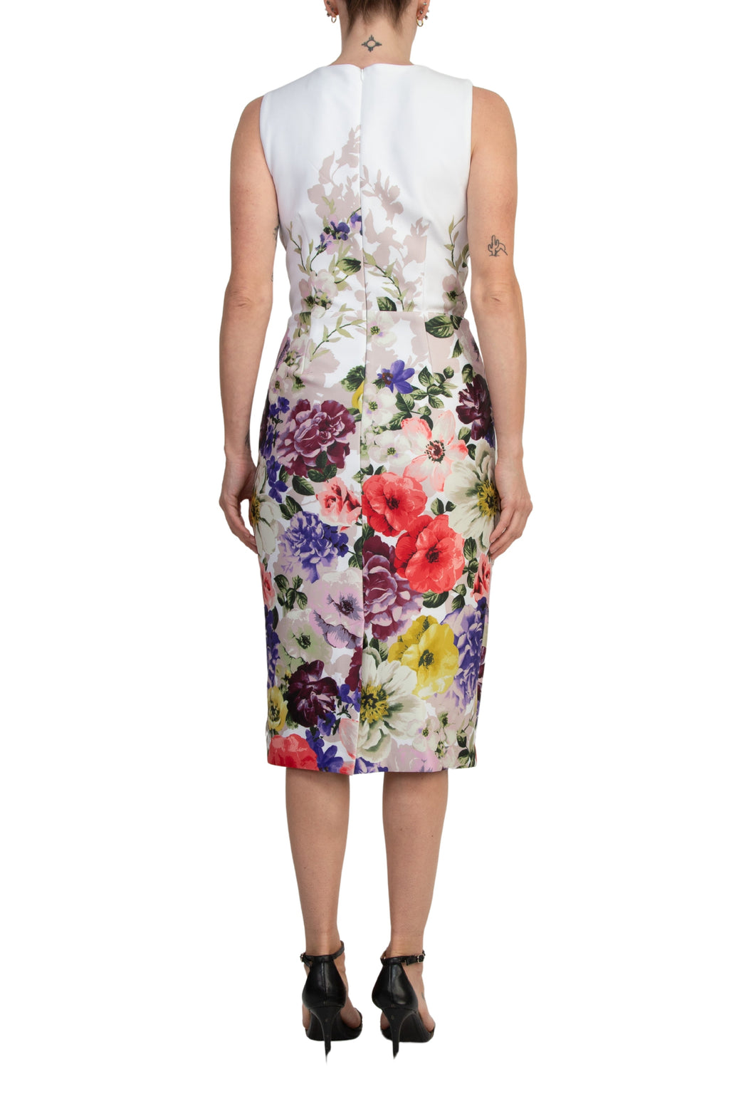 Donna Ricco Asymmetric Twist-Neck Sleeveless Zip Closure Scuba Sheath Dress