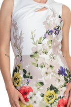 Donna Ricco Asymmetric Twist-Neck Sleeveless Zip Closure Scuba Sheath Dress