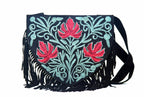 Handmade Green and Red Suede Embroidered Heart Shaped Bag-7