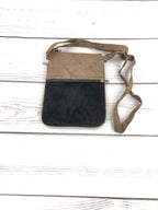 Suede Embroidered Mint and Black Five Zipper Crossbody Bag-5
